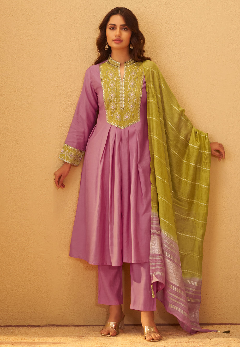 Pink Silk Readymade Anarkali Suit 321819