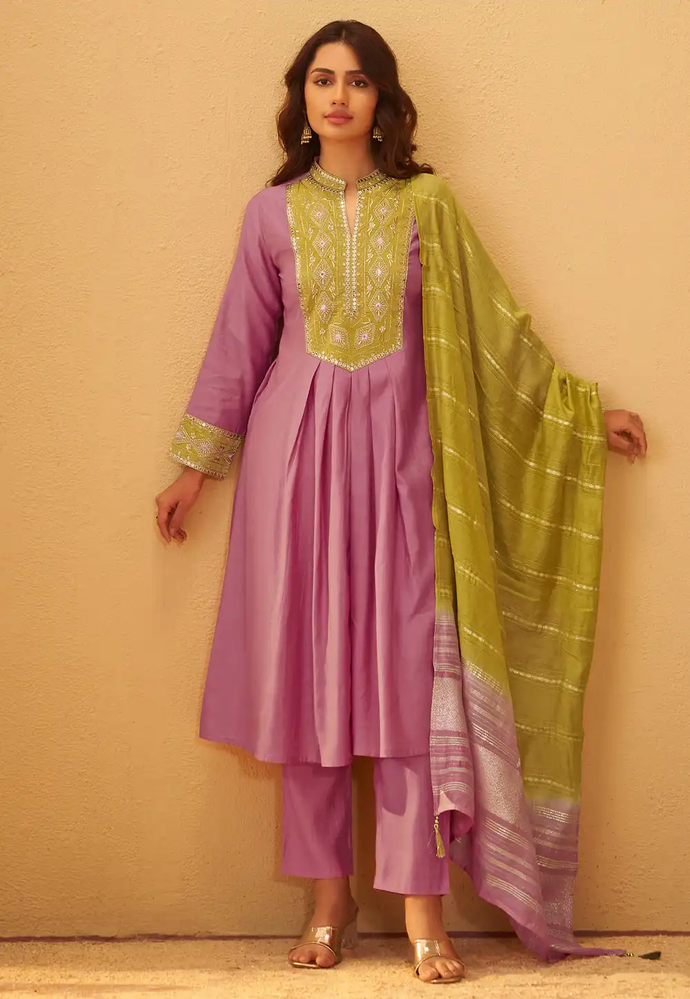 Pink Silk Readymade Anarkali Suit 321819