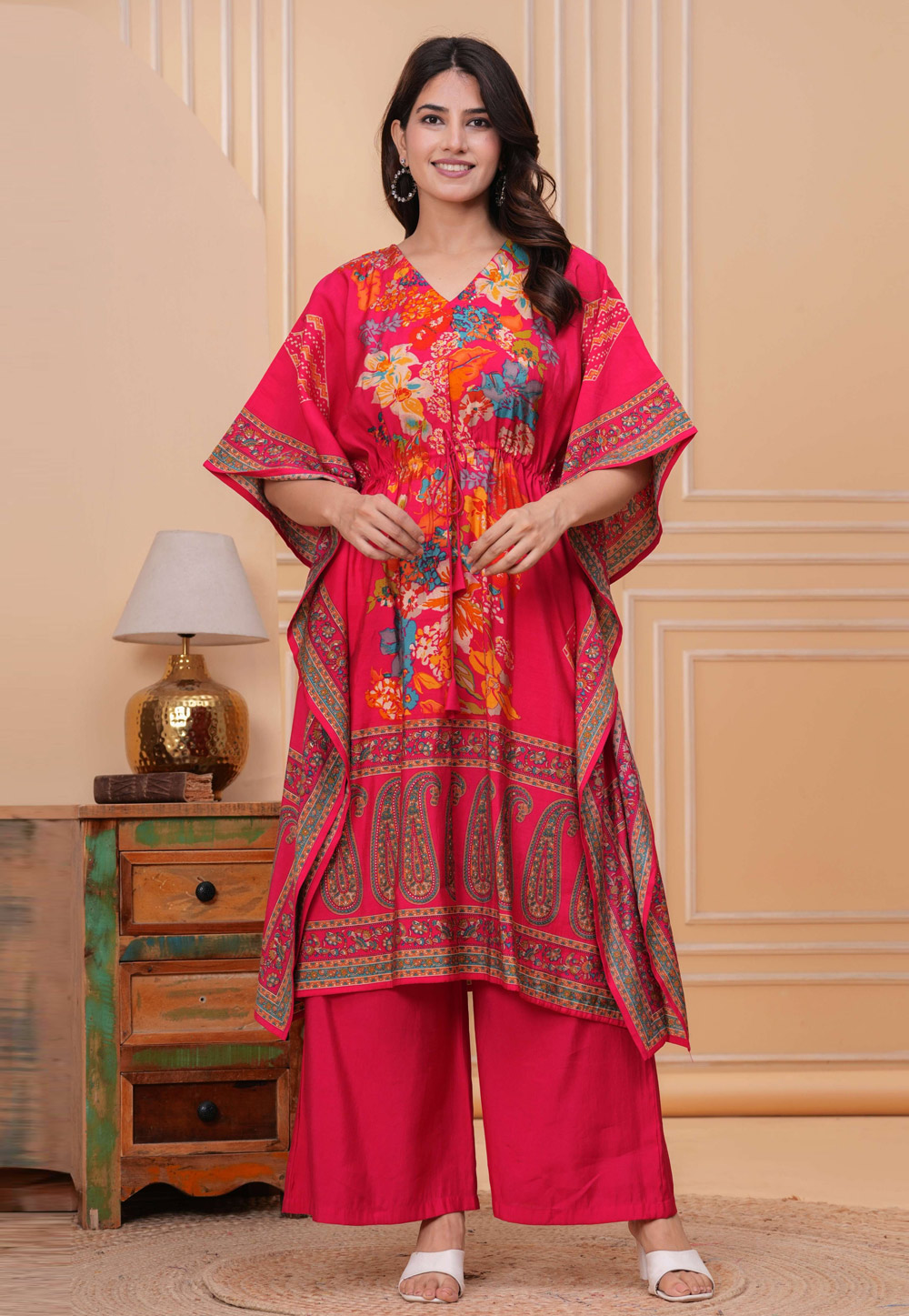 Pink Silk Readymade Kaftan 320502