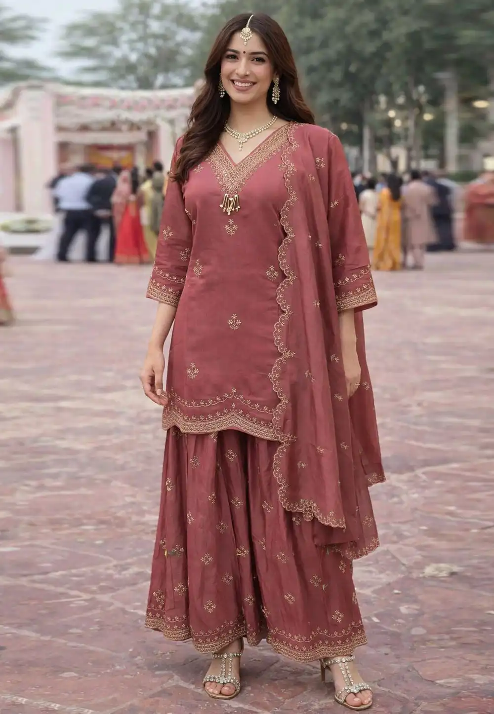 Pink Silk Readymade Pakistani Suit 326622