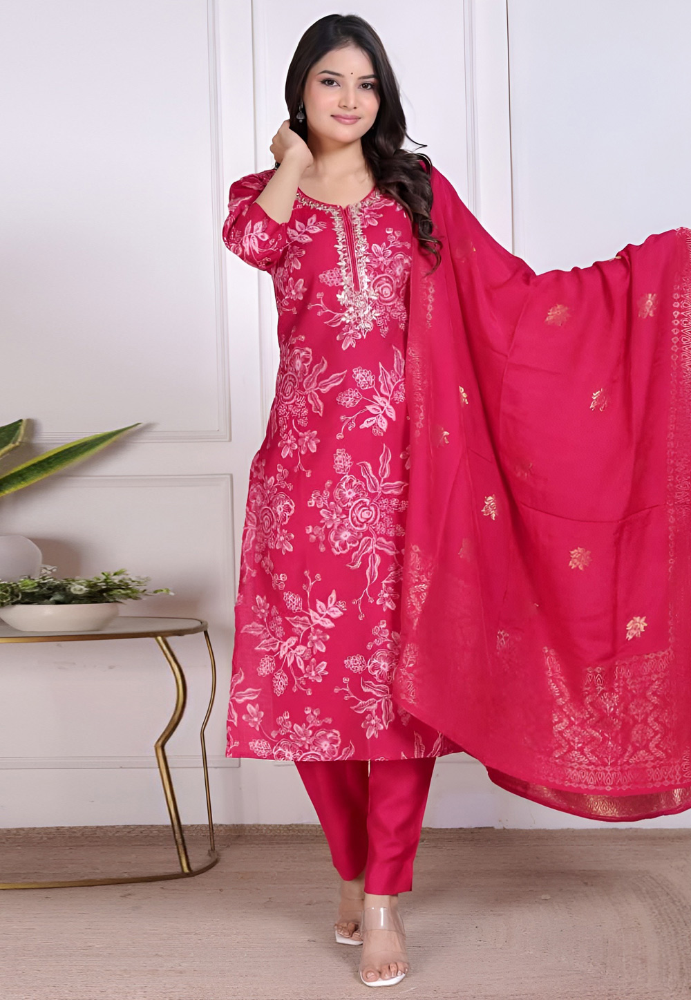Pink Silk Readymade Pakistani Suit 329416