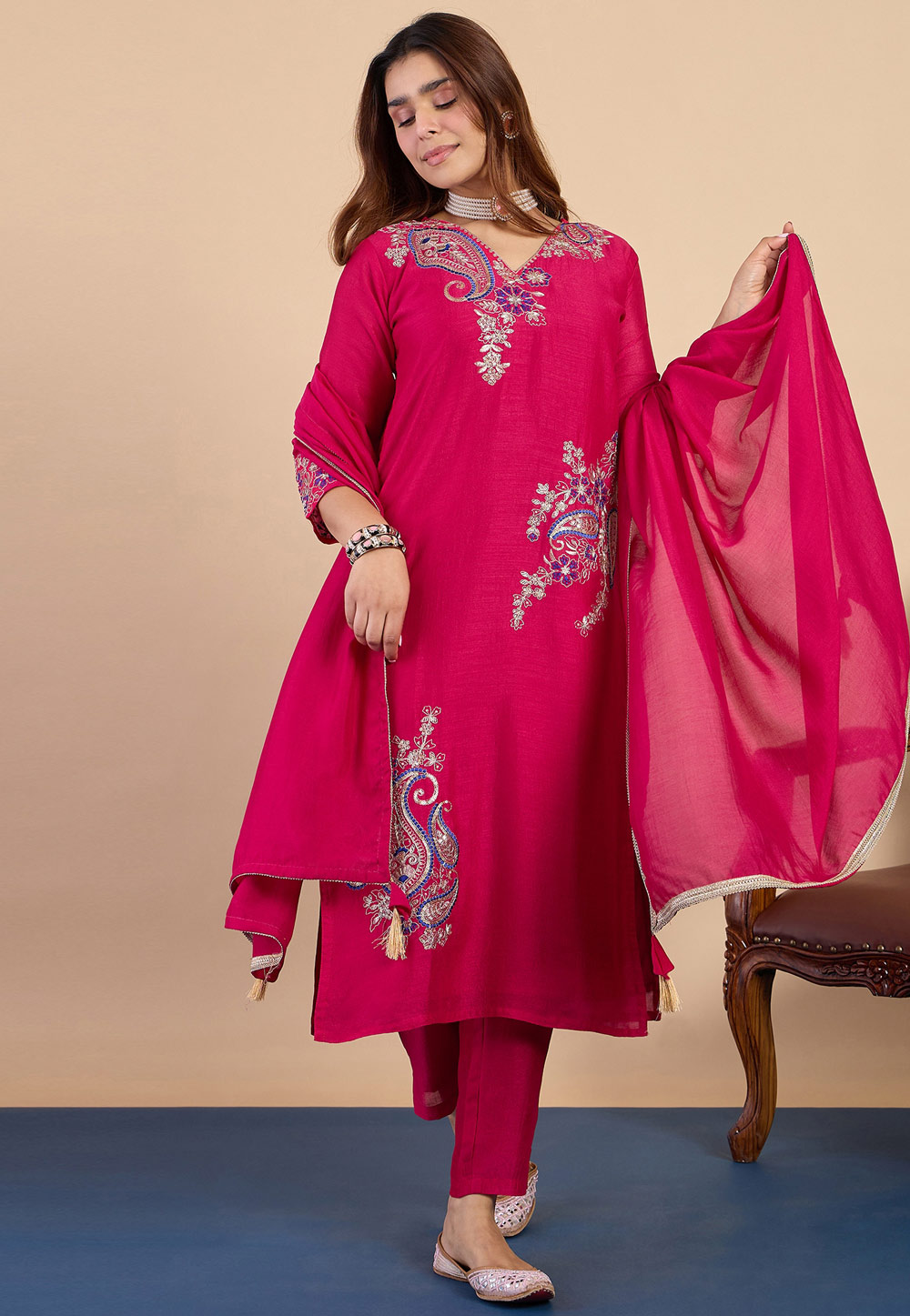 Pink Silk Readymade Pakistani Suit 329574