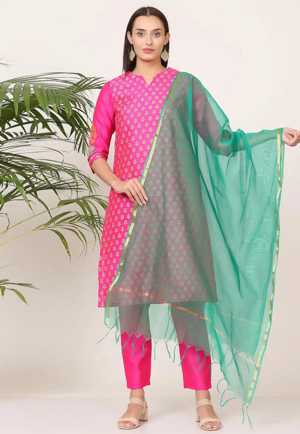 Pink Silk Readymade Pakistani Suit 305516