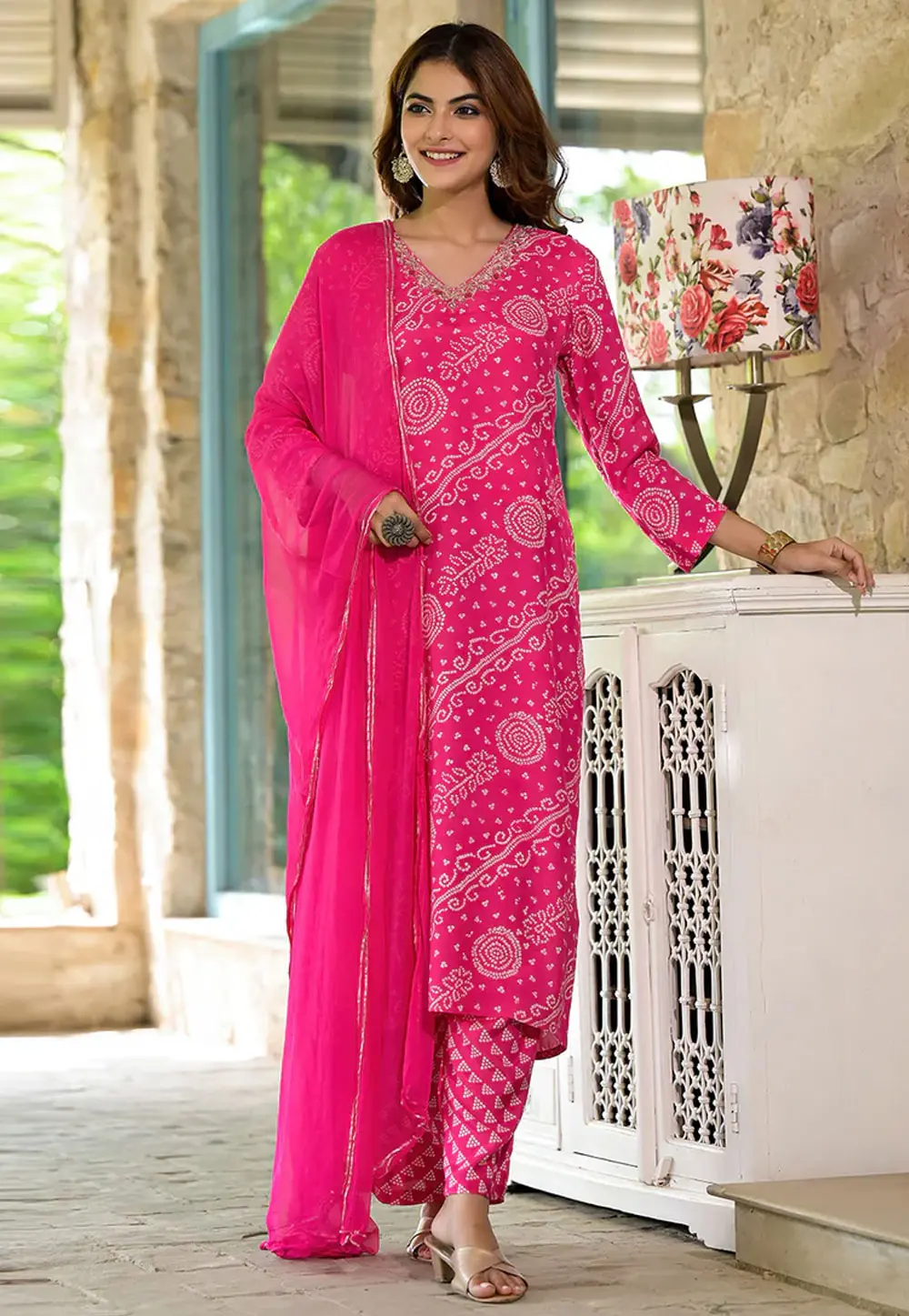 Pink Silk Readymade Pant Style Suit 304037