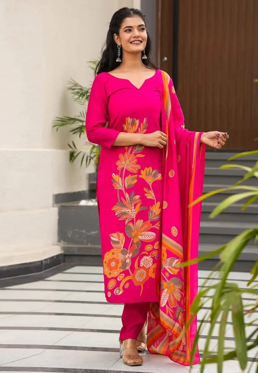 Pink Silk Readymade Pant Style Suit 317761