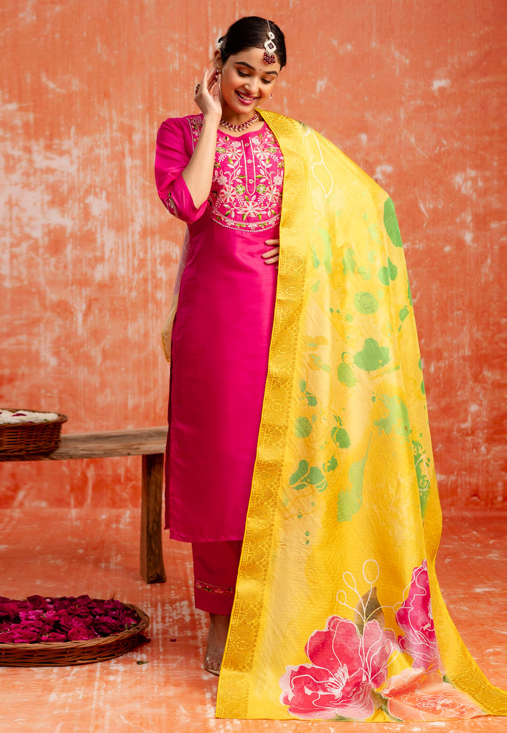 Pink Silk Readymade Pant Style Suit 329992