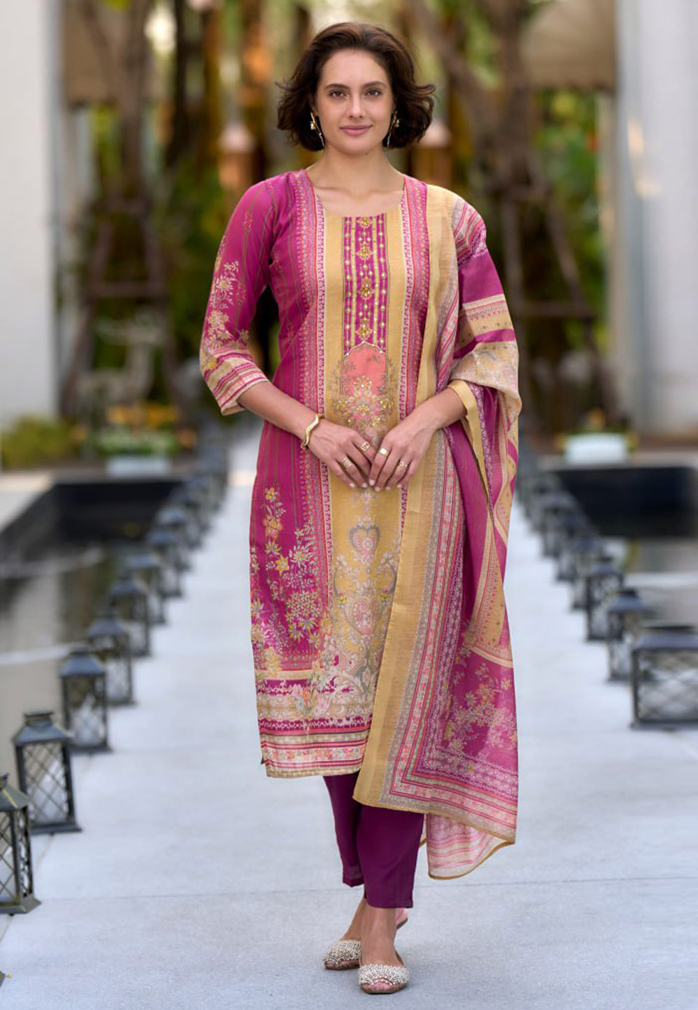 Pink Silk Readymade Pant Style Suit 312034