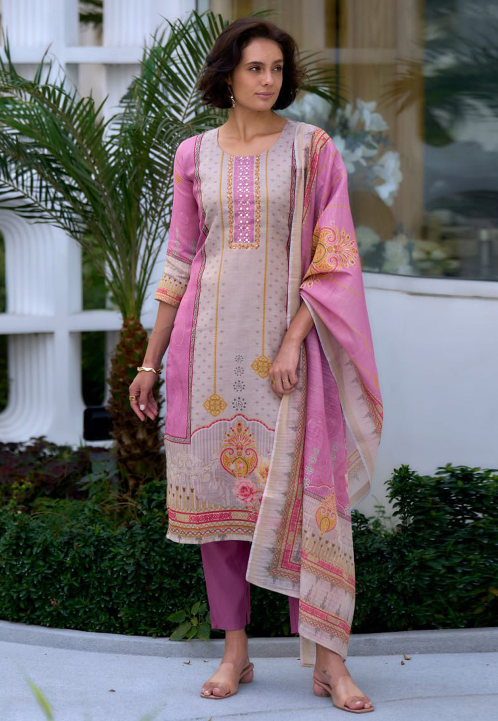 Pink Silk Readymade Pant Style Suit 312040