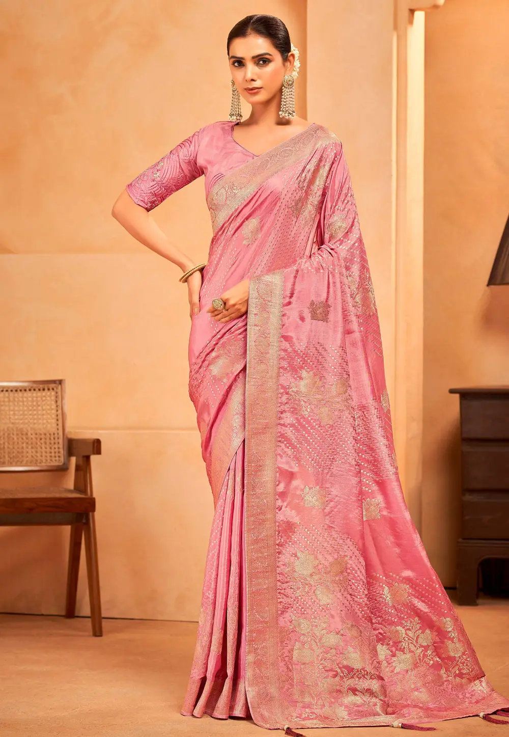 Pink Silk Saree With Blouse 335798