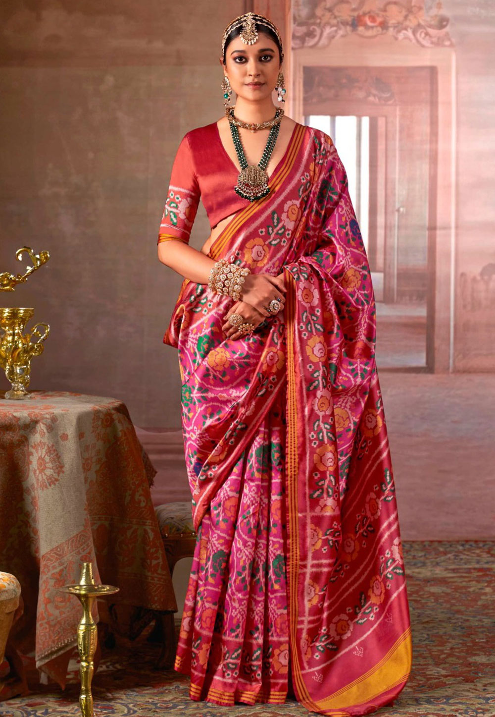 Pink Silk Saree With Blouse 321123