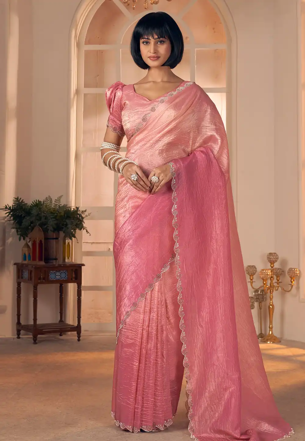 Pink Silk Saree With Blouse 320496