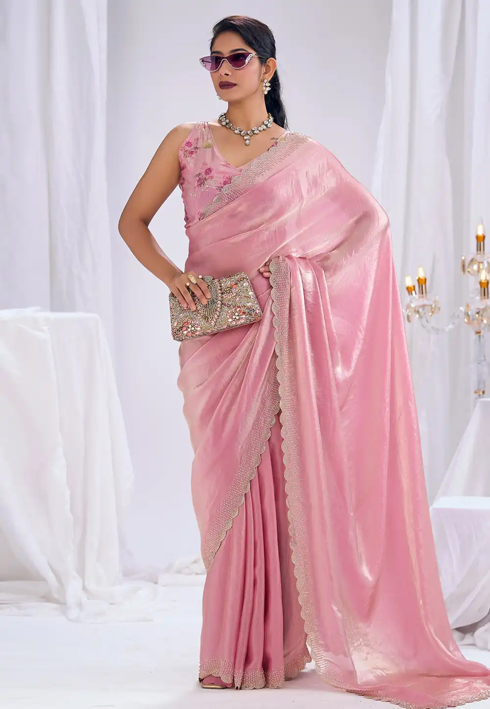 Pink Silk Saree With Blouse 329648
