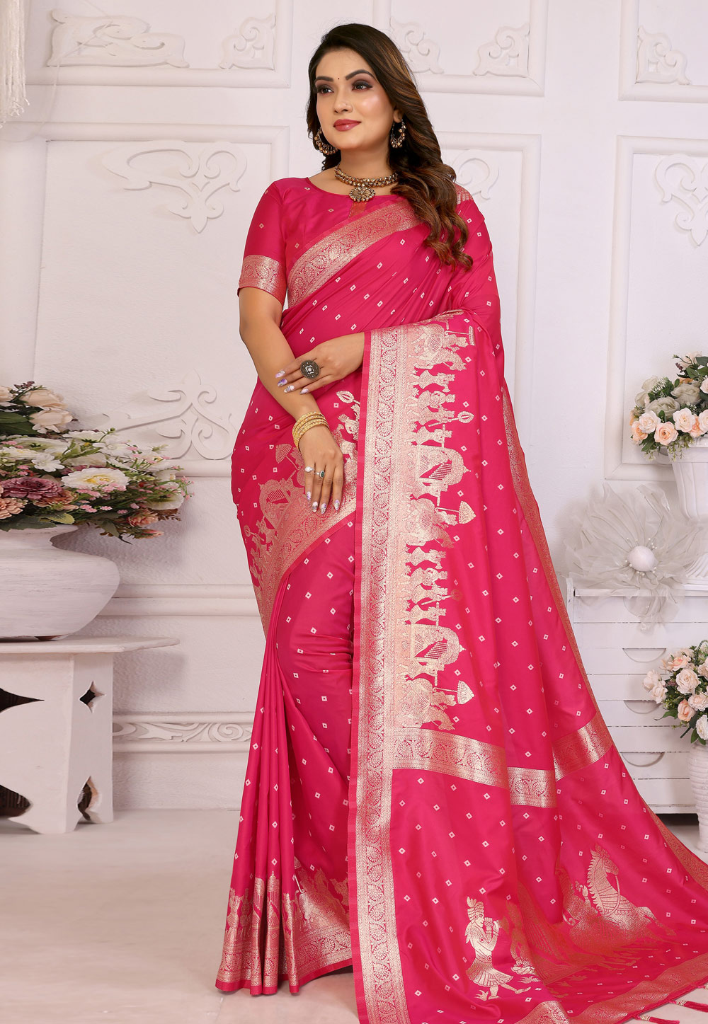 Pink Silk Saree With Blouse 307238
