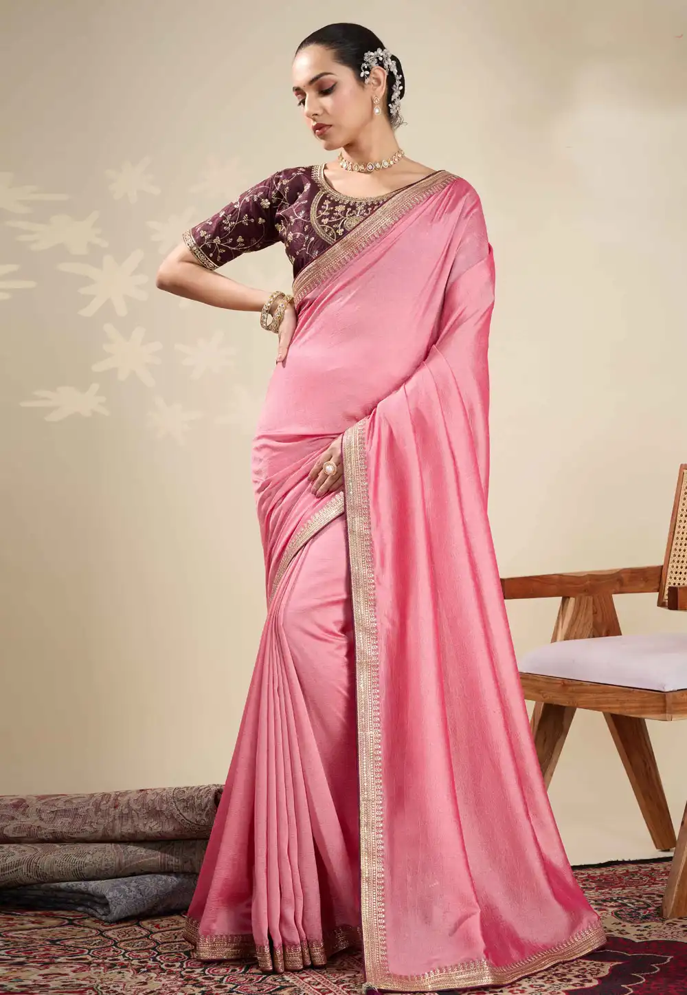 Pink Silk Saree With Blouse 315400