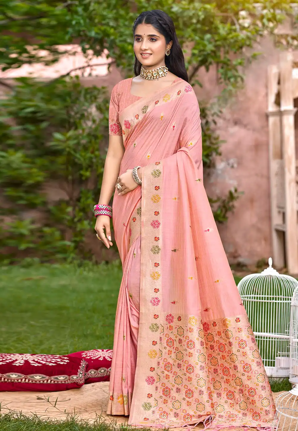 Pink Silk Saree With Blouse 315365