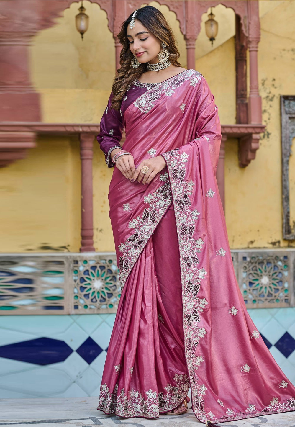 Pink Silk Saree With Blouse 322261
