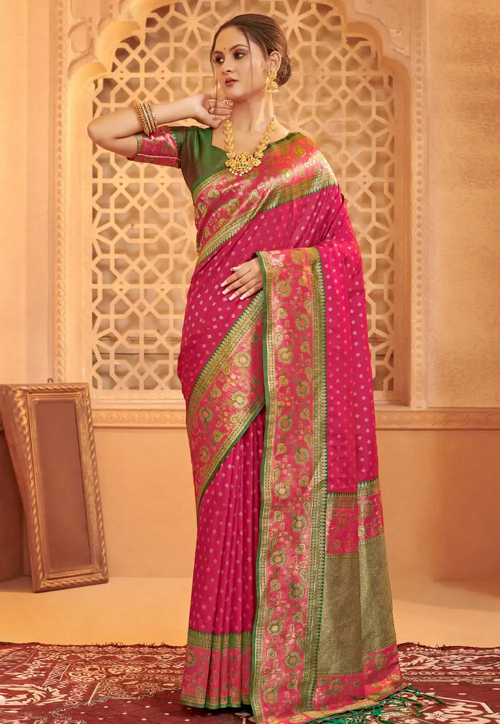 Pink Silk Saree With Blouse 324344