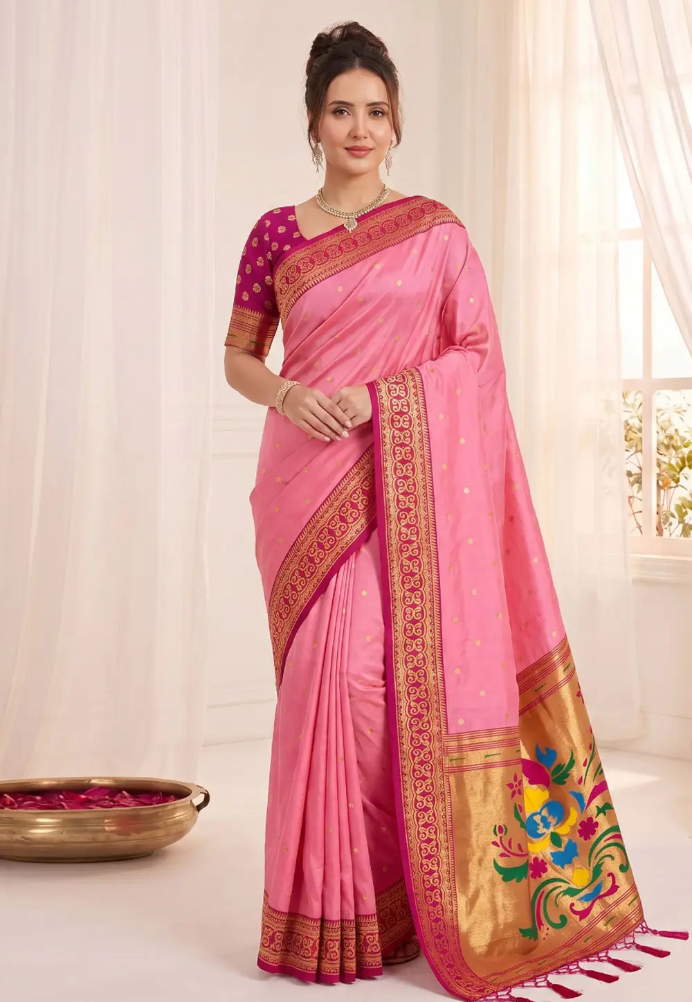 Pink Silk Saree With Blouse 336615