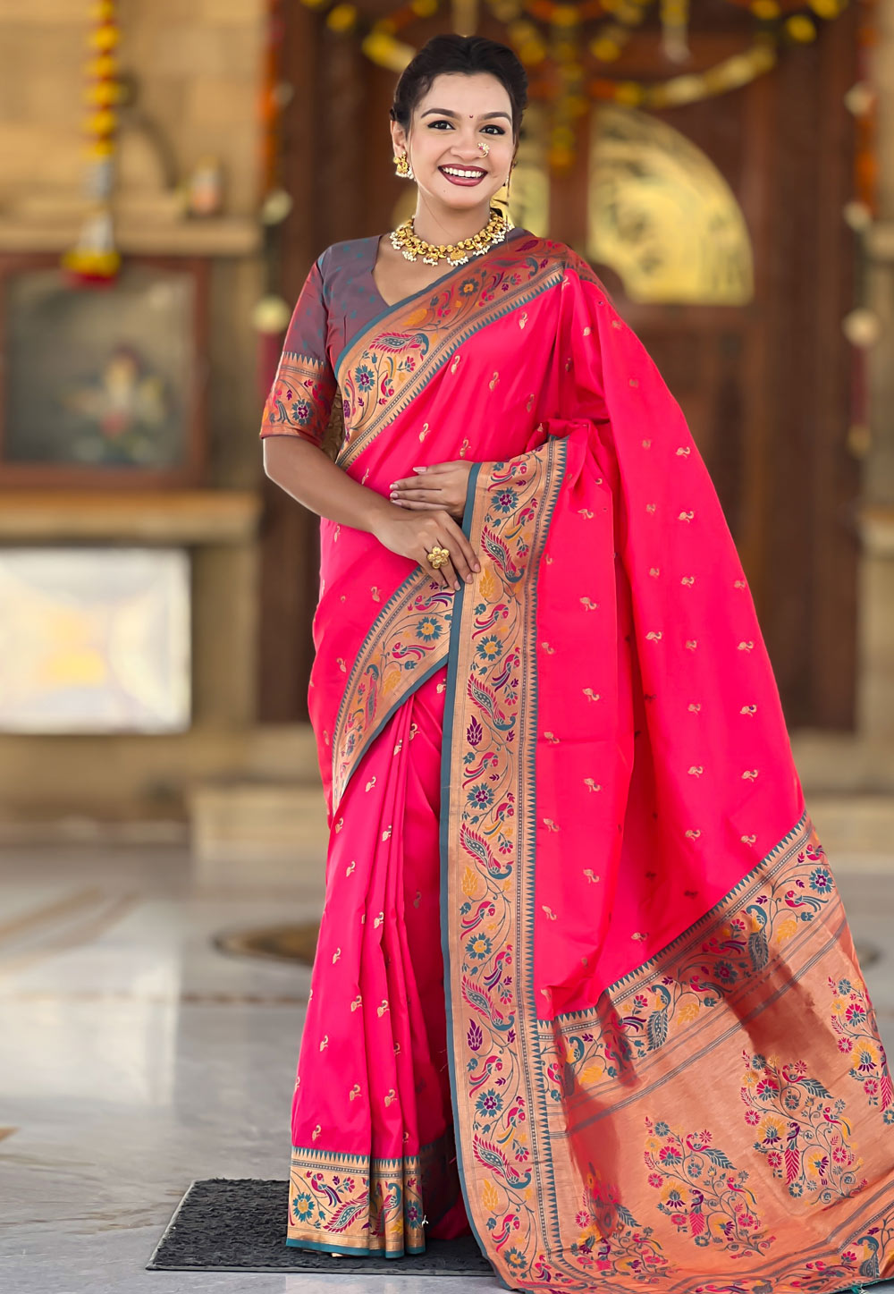 Pink Silk Saree With Blouse 323608