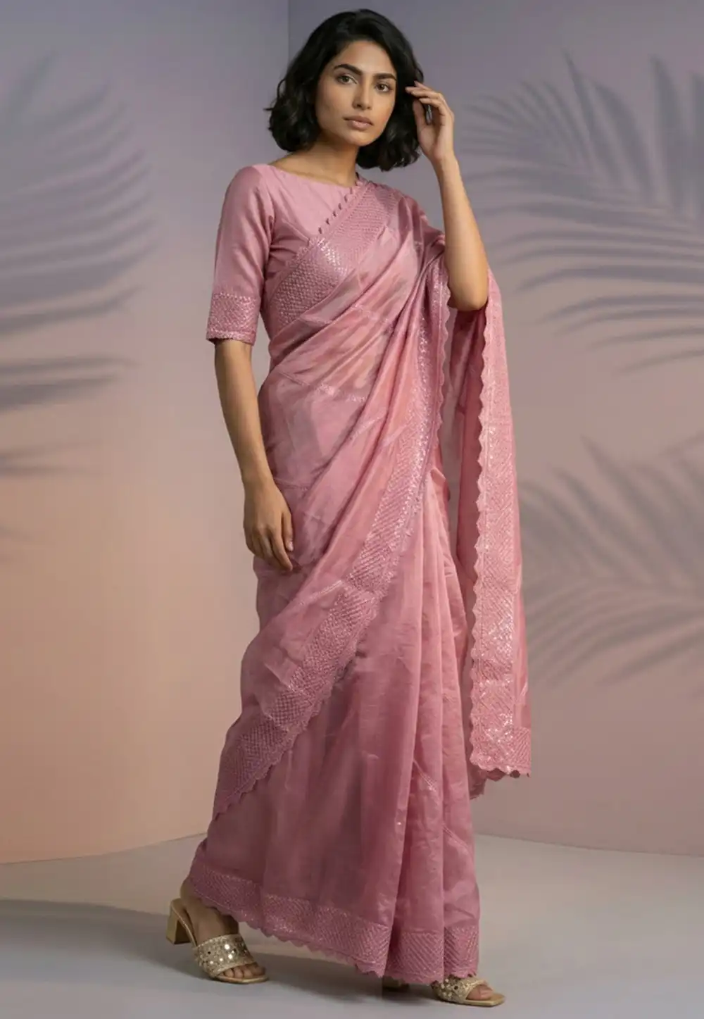 Pink Silk Saree With Blouse 329004