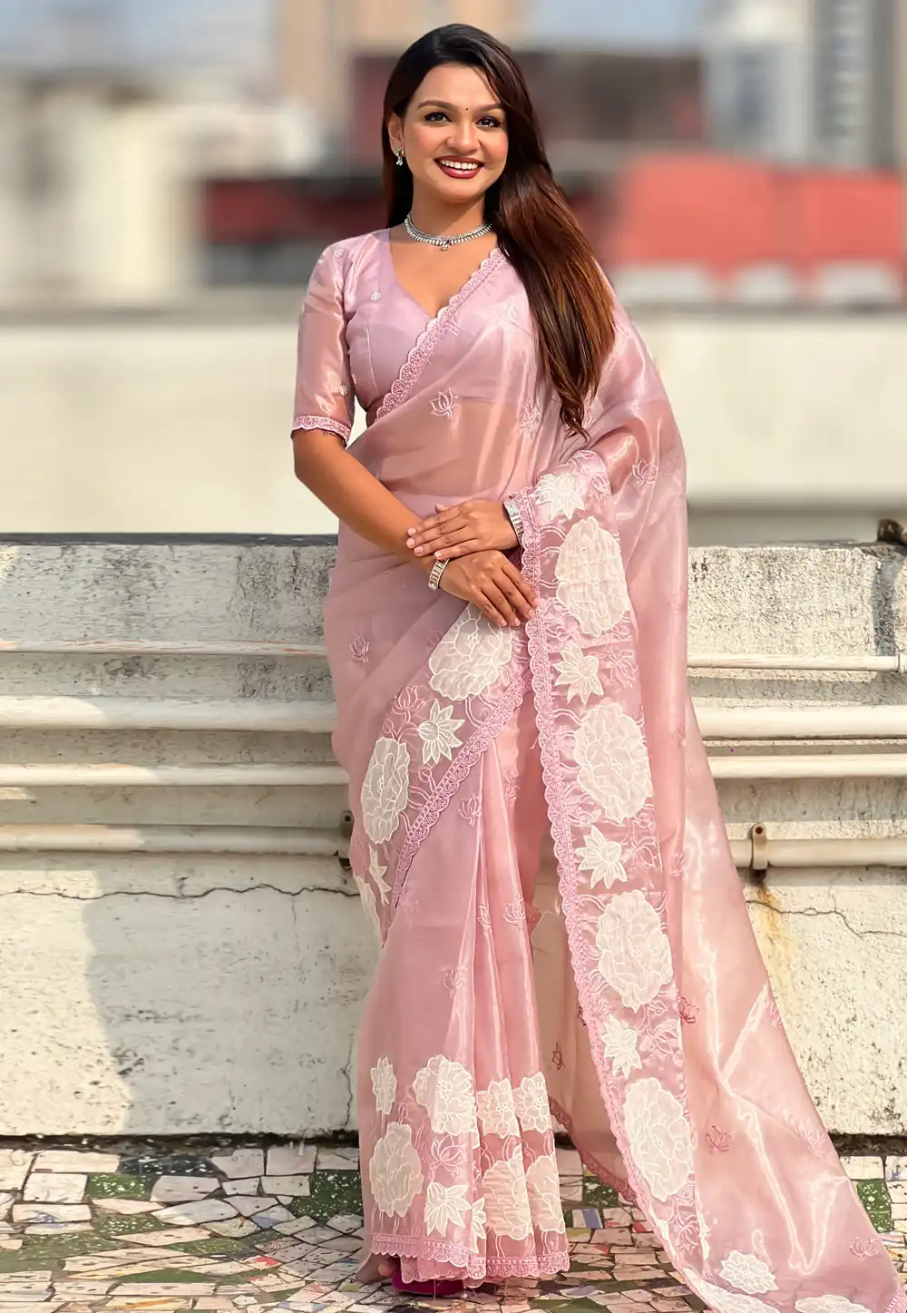 Pink Silk Saree With Blouse 329016