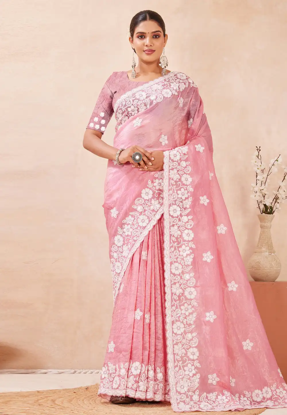 Pink Silk Saree With Blouse 320890