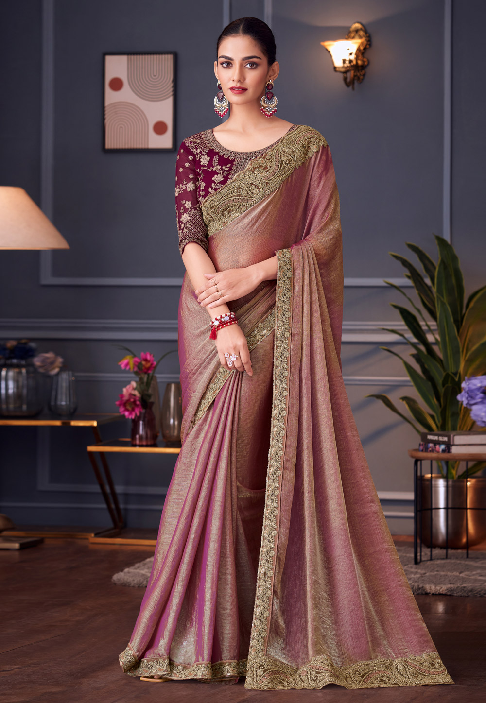 Pink Silk Saree With Blouse 311833