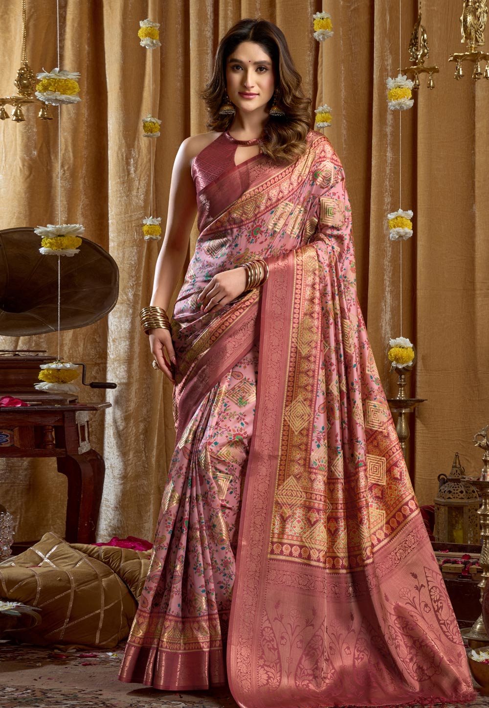 Pink Silk Saree With Blouse 322560