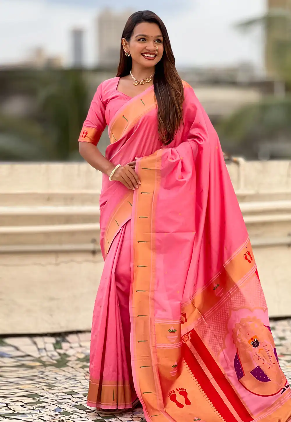 Pink Silk Saree With Blouse 321059