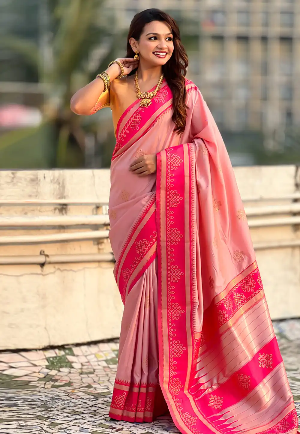 Pink Silk Saree With Blouse 321071
