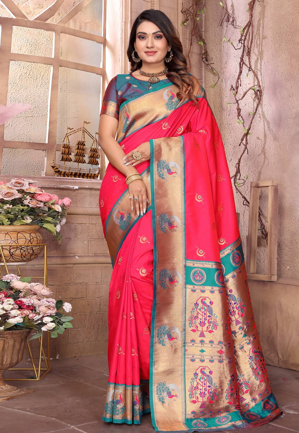 Pink Silk Saree With Blouse 320641