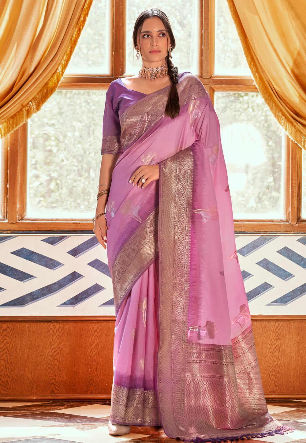 Pink Silk Saree With Blouse 287693