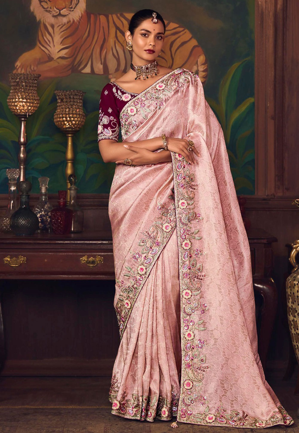 Pink Silk Saree With Blouse 319744