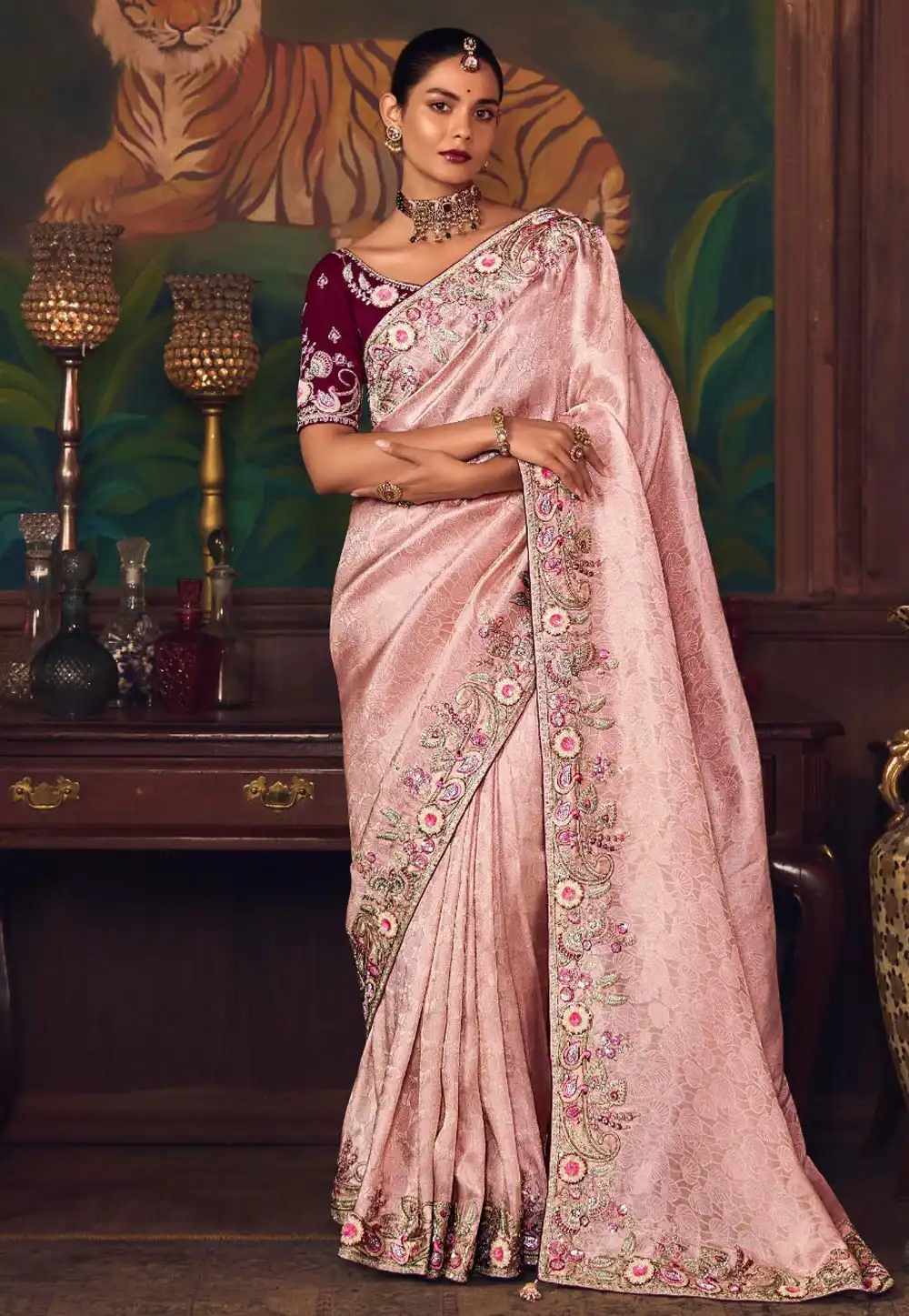 Pink Silk Saree With Blouse 319744