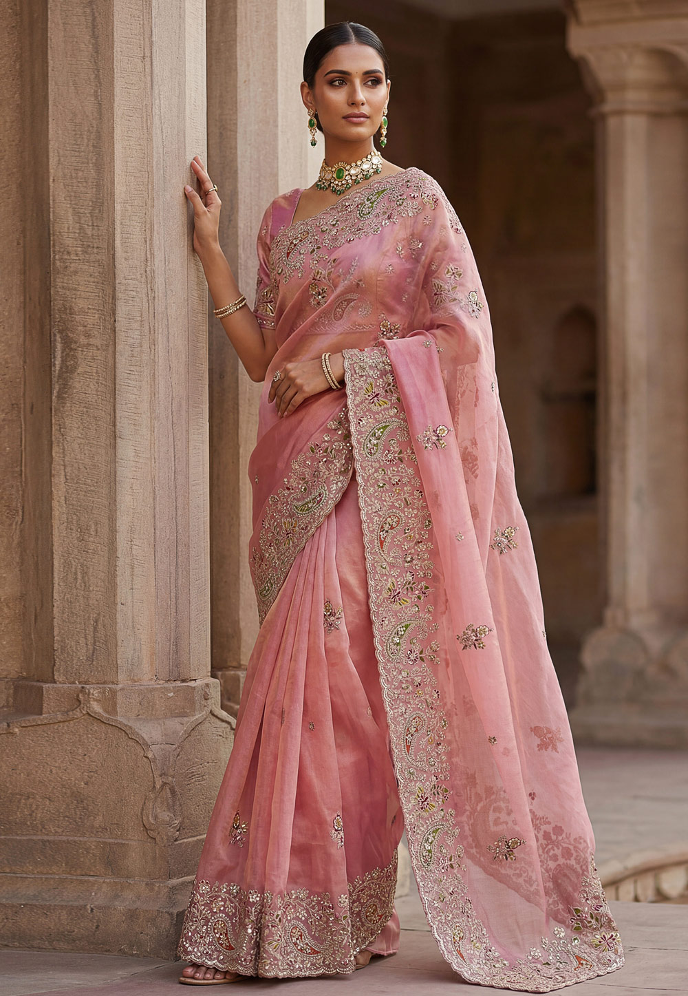 Pink Silk Saree With Blouse 327651