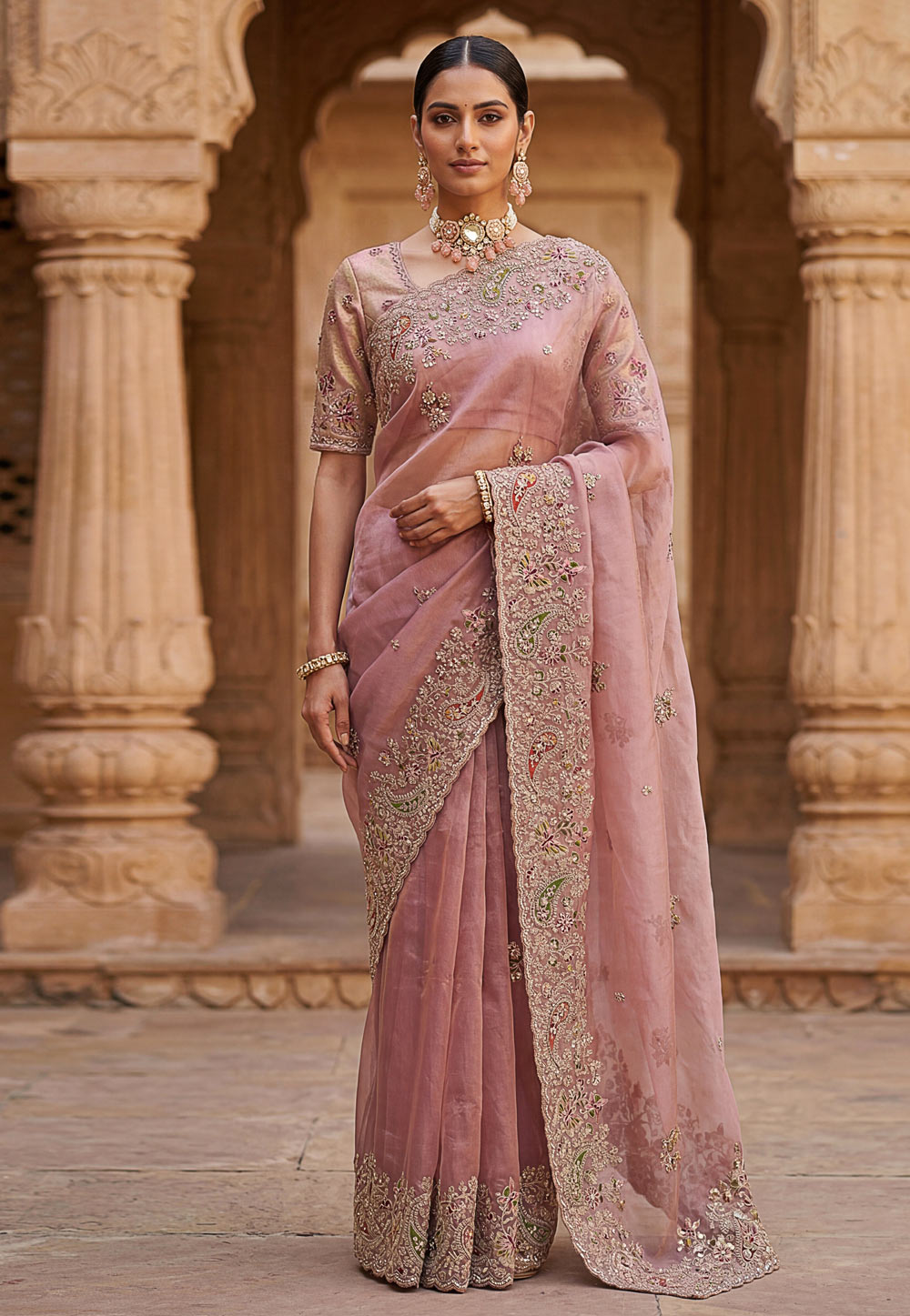 Pink Silk Saree With Blouse 327653