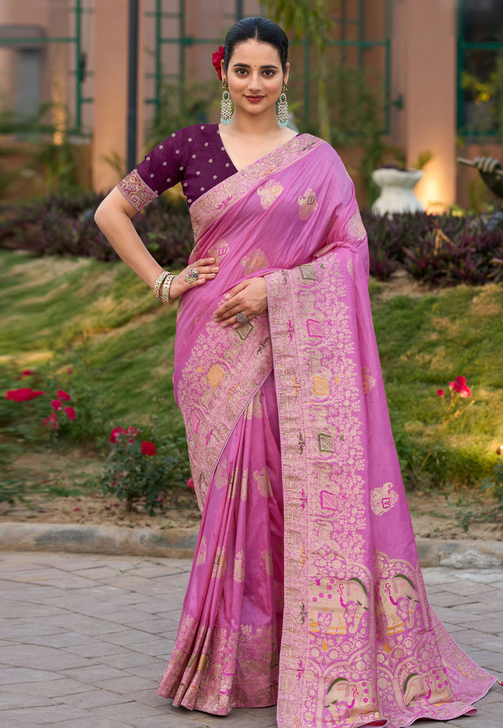 Pink Silk Saree With Blouse 308238