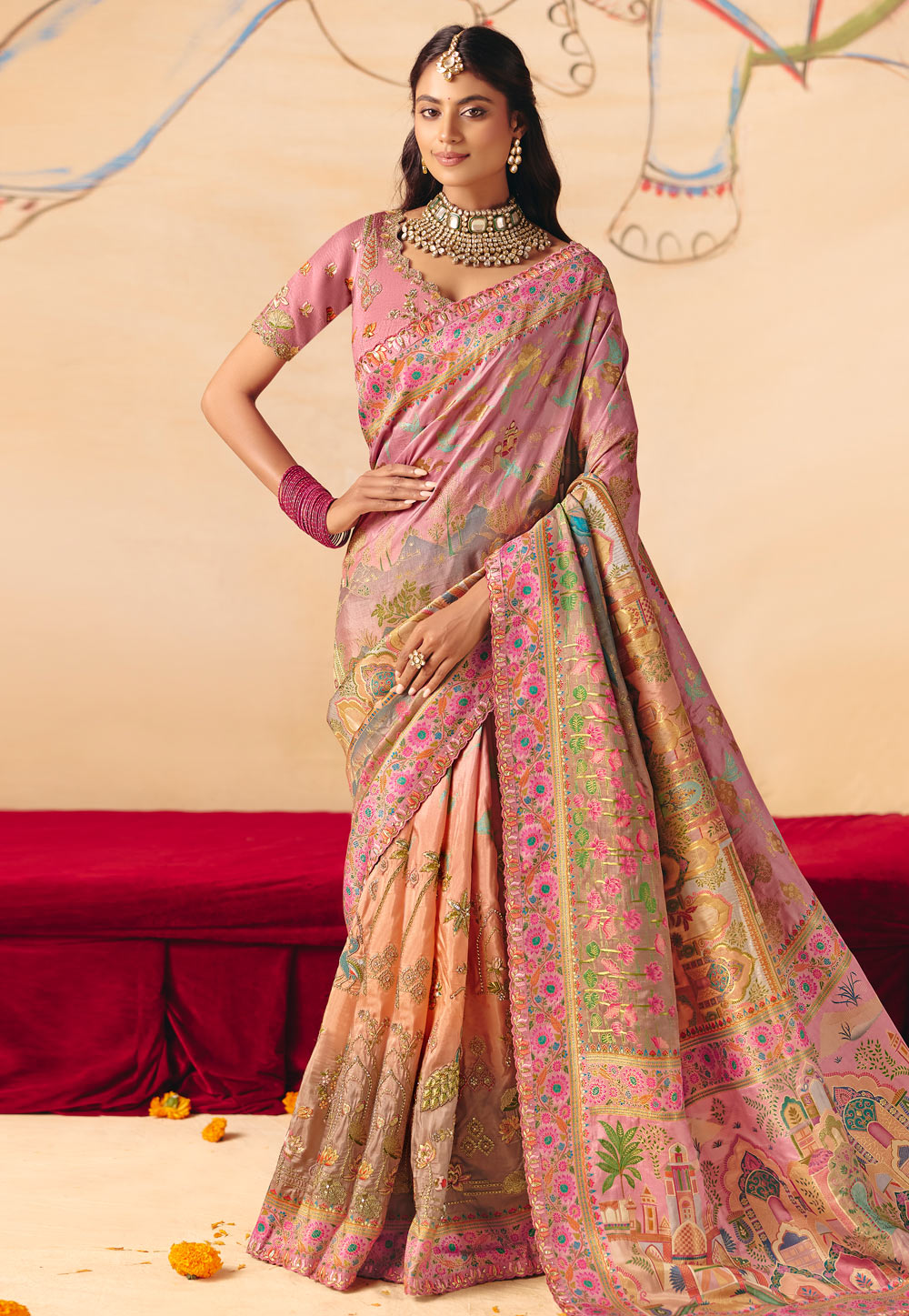 Pink Silk Saree With Blouse 324662