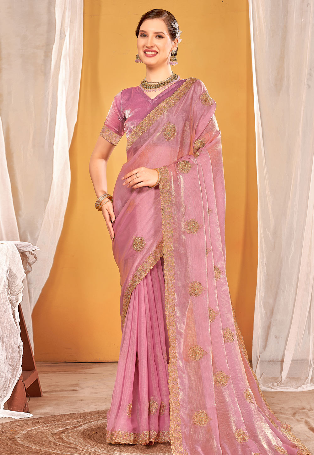 Pink Silk Saree With Blouse 311499