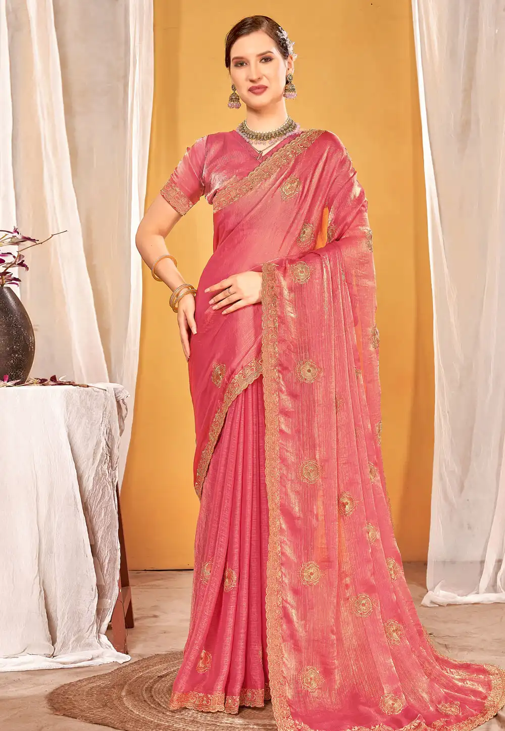 Pink Silk Saree With Blouse 311502