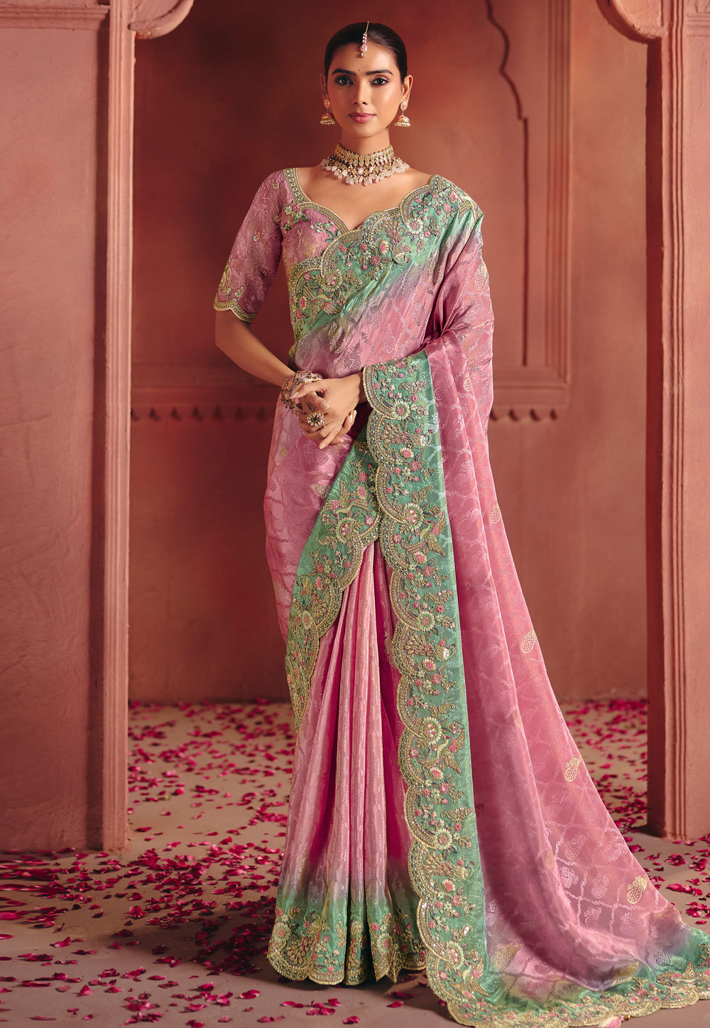 Pink Silk Saree With Blouse 324671