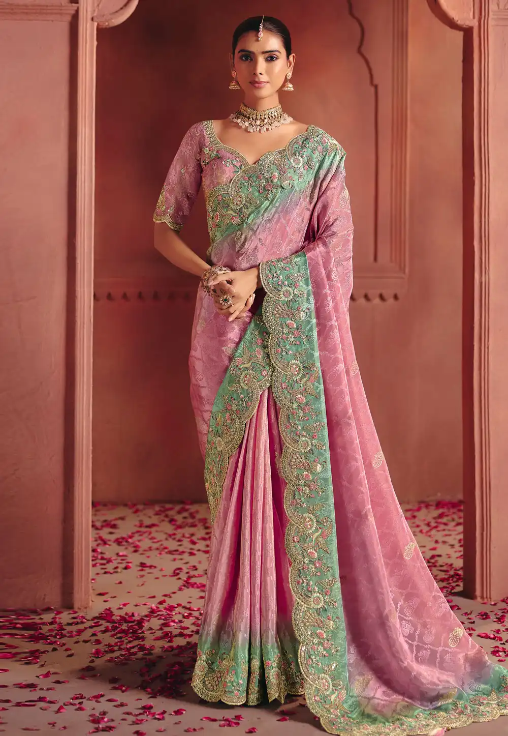 Pink Silk Saree With Blouse 324671