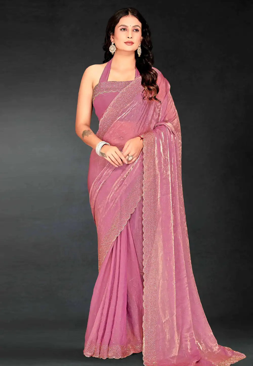 Pink Silk Saree With Blouse 313677