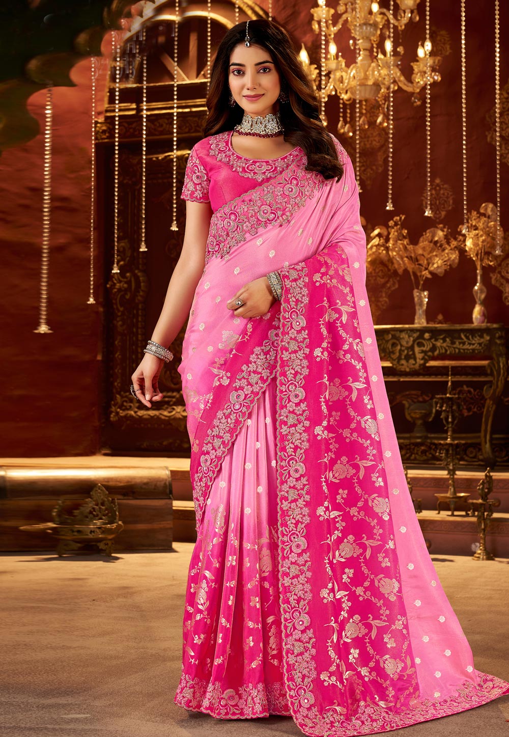 Pink Silk Saree With Blouse 321697