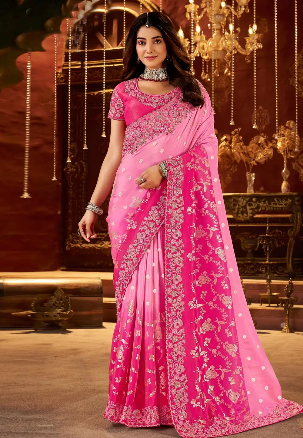 Pink Silk Saree With Blouse 321697