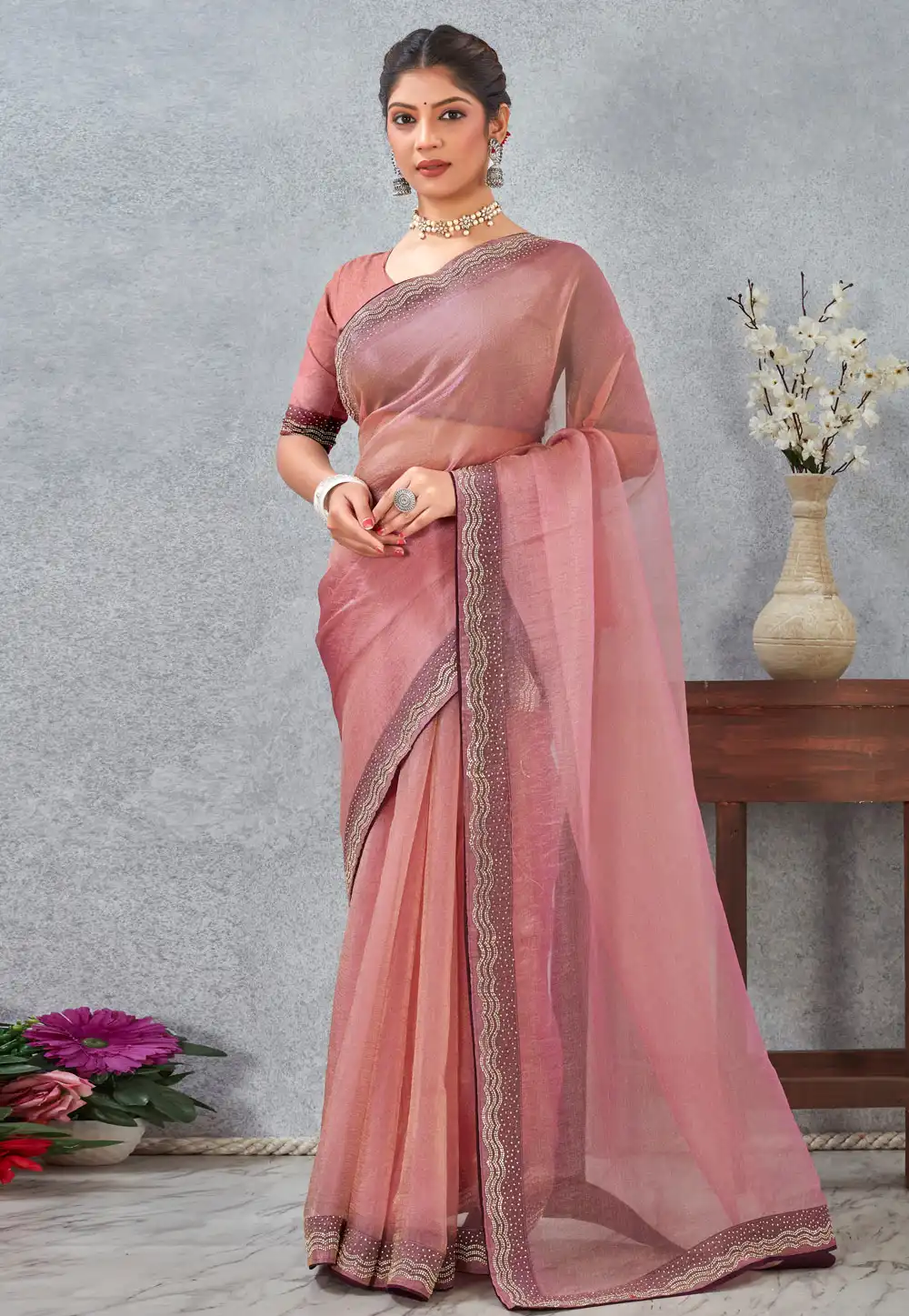 Pink Silk Saree With Blouse 318651