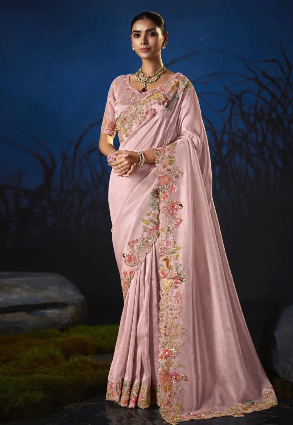 Pink Silk Saree With Blouse 335606