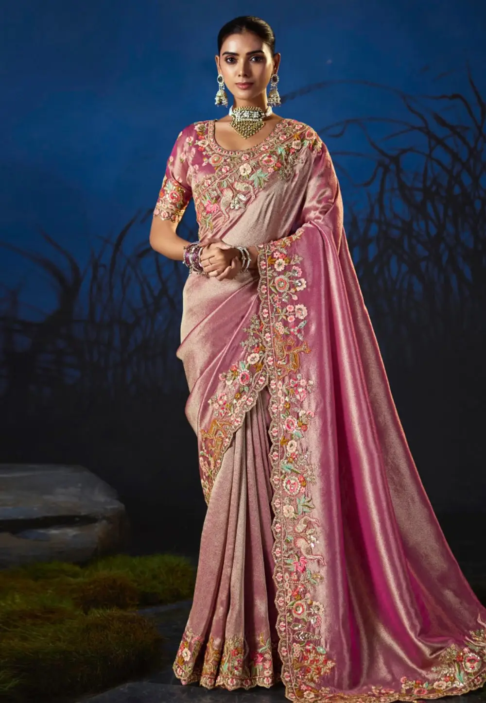 Pink Silk Saree With Blouse 335608