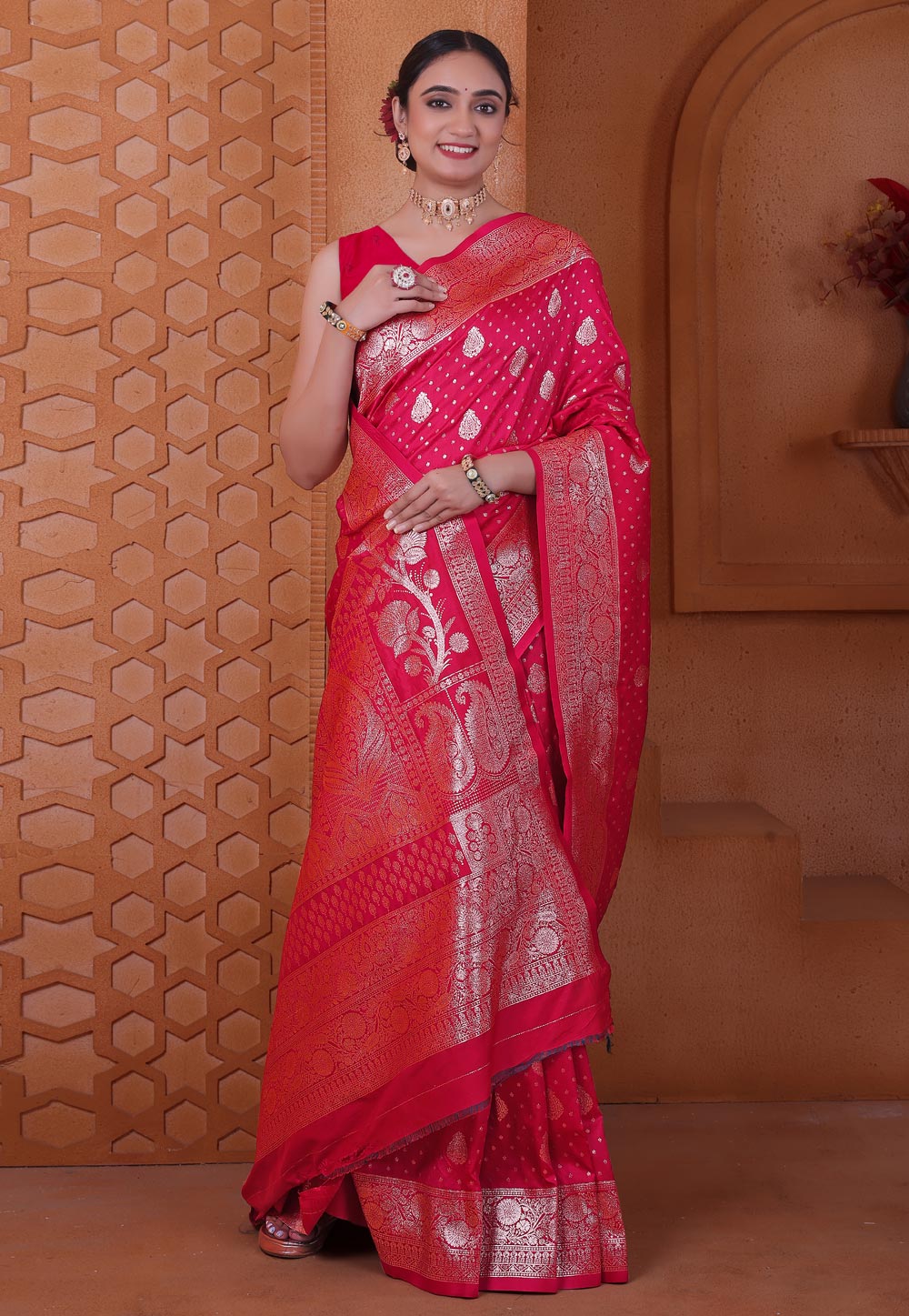 Pink Silk Saree With Blouse 312302