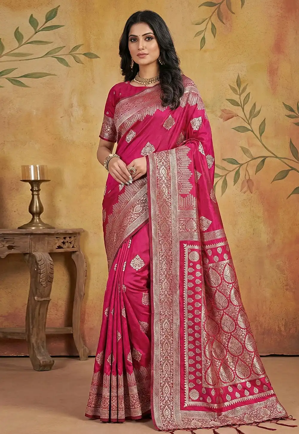 Pink Silk Saree With Blouse 325998